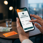 Karta MuchBetter i smartfon z potwierdzeniem płatności w kasynie online