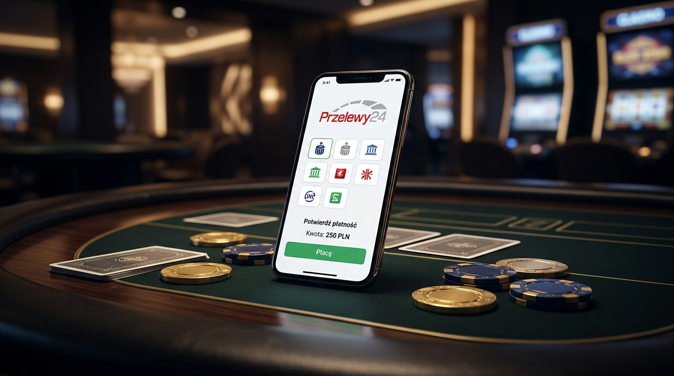 Płatność Przelewy24 w kasynie online na ekranie smartfona