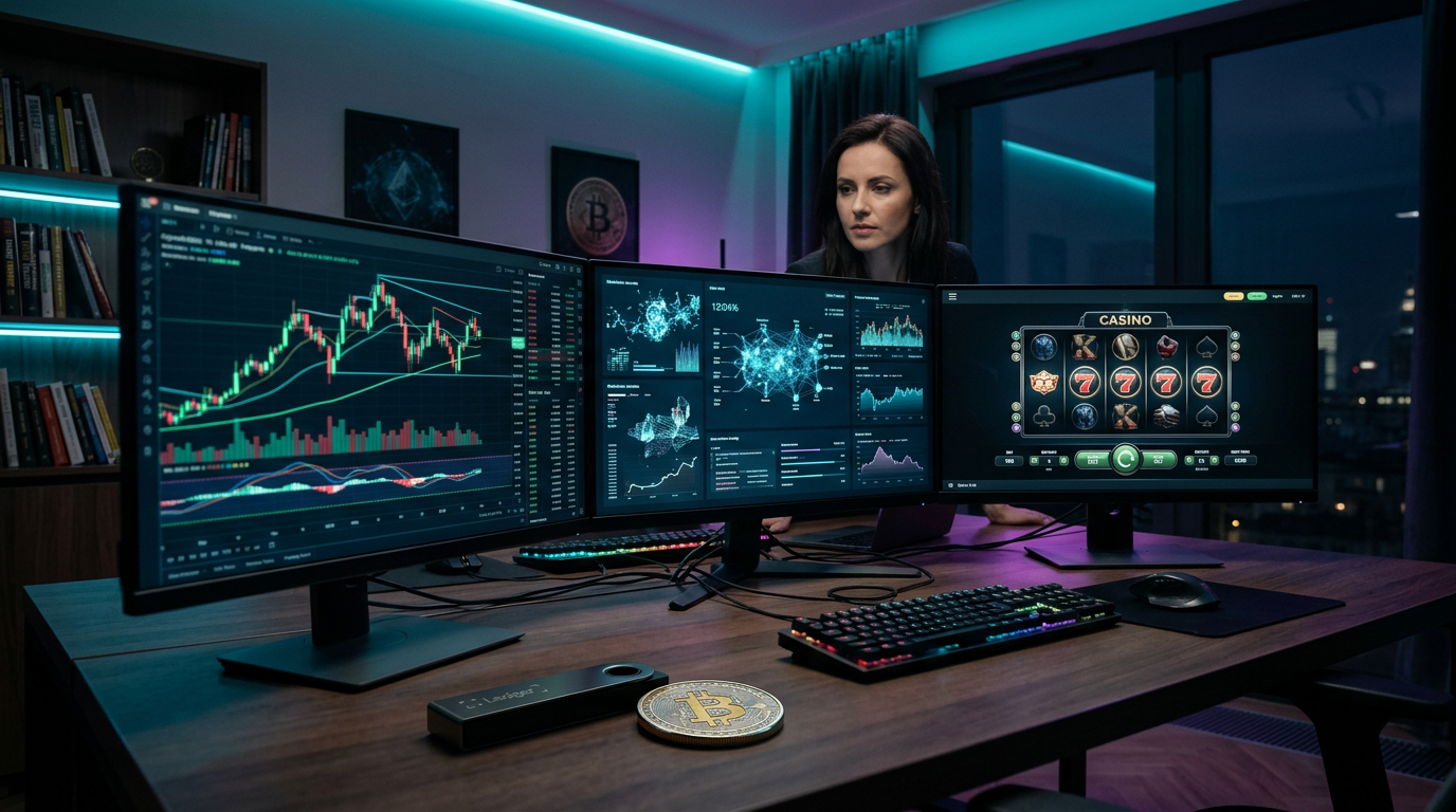 Ekspertka Karolina Hrynek analizująca ranking krypto kasyn w nowoczesnym biurze