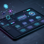 Nowoczesne kasyno online na tablecie z neonowymi efektami