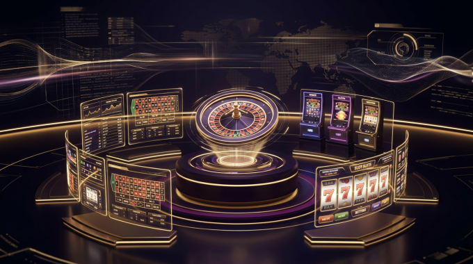 Luksusowe cyfrowe kasyno z hologramami gier hazardowych w nowoczesnym stylu 2026