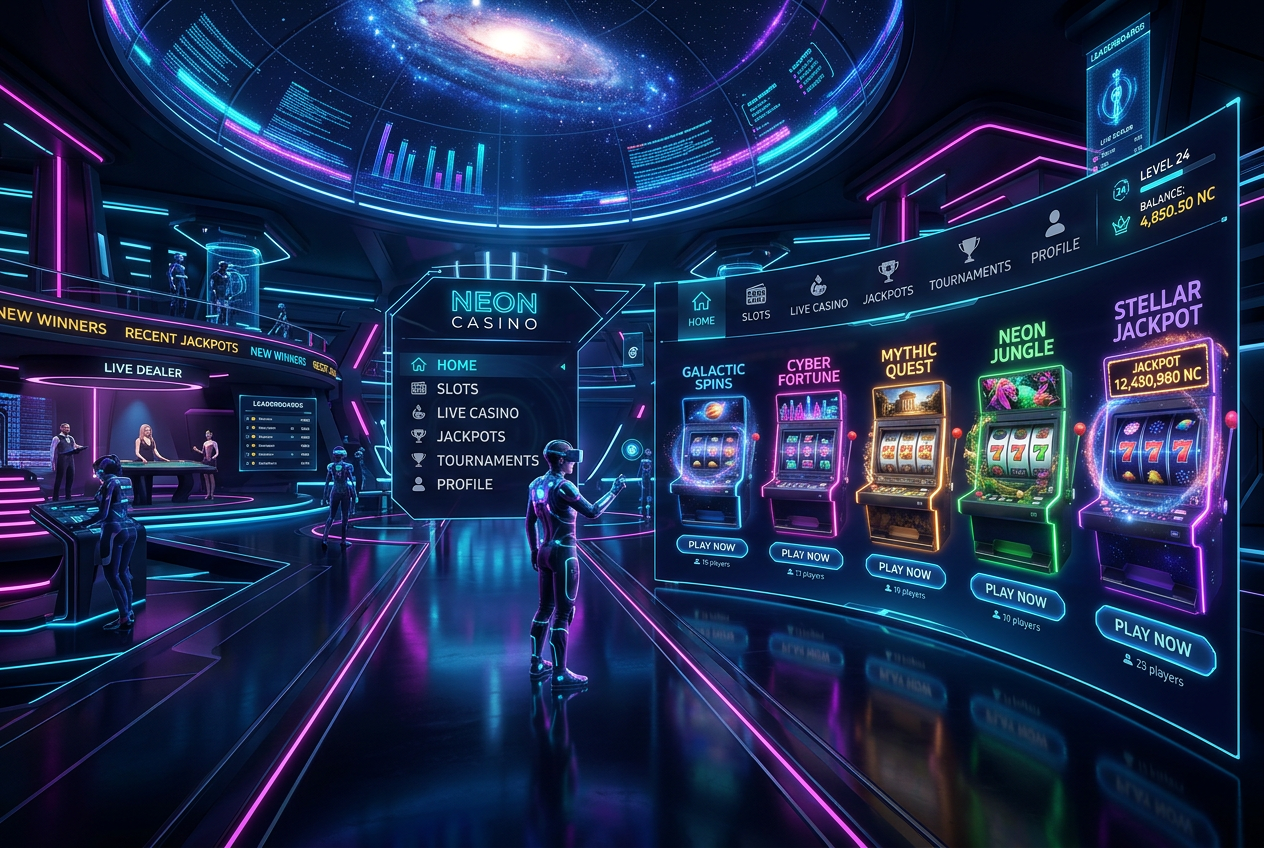 Nowoczesny interfejs kasyna online z elementami VR i 3D